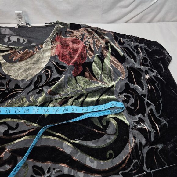 John Mark Women's Tunic Top Blouse Boxy Size Large - XL Boho Floral Black (18) - Picture 7 of 13